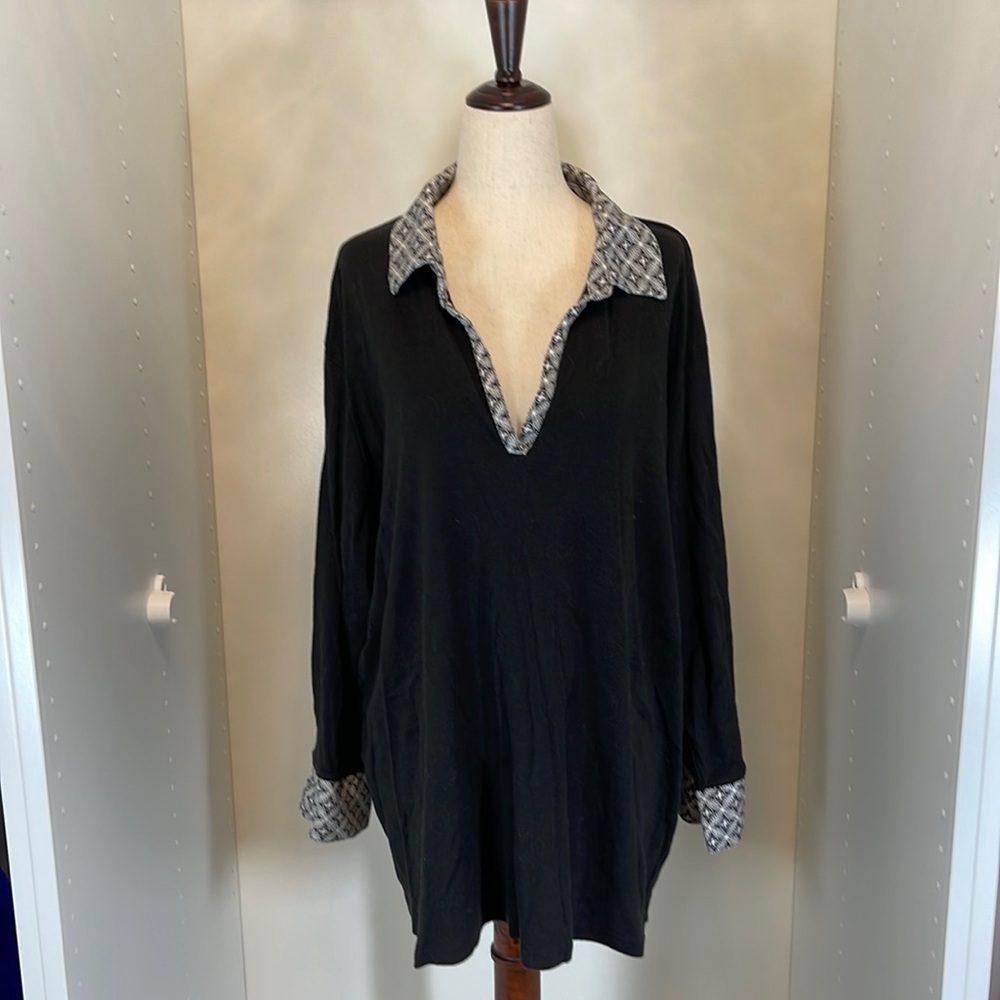 EUC Falls Creek Black Long Sleeve Short With Collar Size 4X